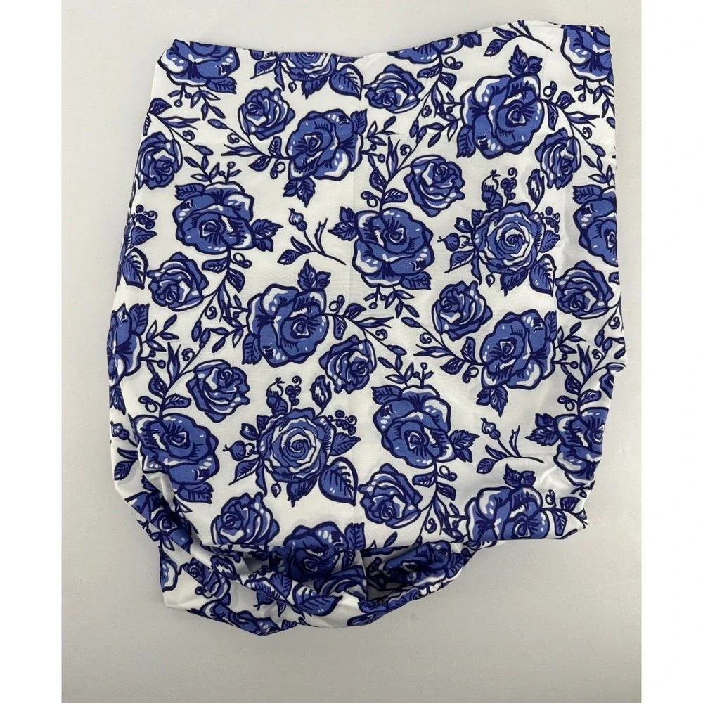 Ambesonne Blue White Rose Floral Microfiber Window Curtains 2 Panel Set 56x84